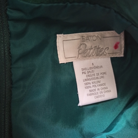 Vintage Eaton Forest Green Pig Split Suede A-Line Skirt - SOLD - Picture 3 of 4